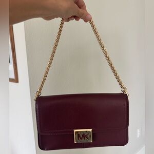 Michael Kors Plum Leather Shoulder Bag with Gold Chain